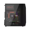 PC-behuizing KRUX Astro Cube zwart — cube-chassis, ondersteunt Micro ATX/Mini-ITX, 1× 3,5 inch + 2× 2,5 inch bays, zijvenster, max. voeding 28 cm, max. koelerhoogte 136 mm