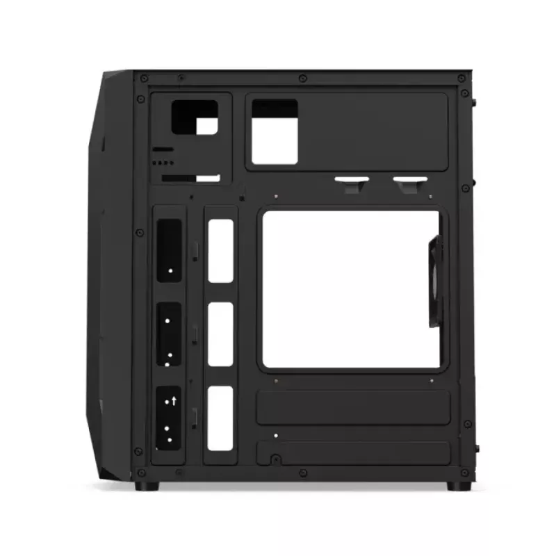 PC-behuizing KRUX Astro Cube zwart — cube-chassis, ondersteunt Micro ATX/Mini-ITX, 1× 3,5 inch + 2× 2,5 inch bays, zijvenster, max. voeding 28 cm, max. koelerhoogte 136 mm