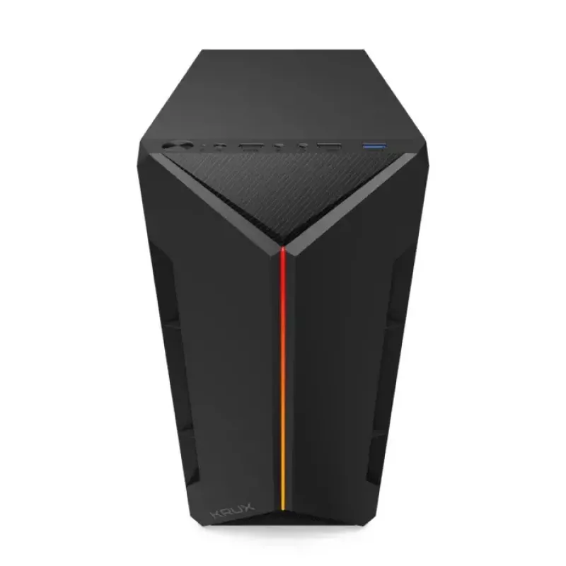 PC-behuizing KRUX Astro Cube zwart — cube-chassis, ondersteunt Micro ATX/Mini-ITX, 1× 3,5 inch + 2× 2,5 inch bays, zijvenster, max. voeding 28 cm, max. koelerhoogte 136 mm
