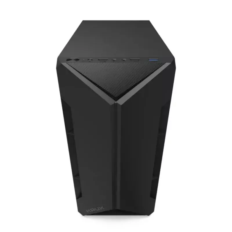 PC-behuizing KRUX Astro Cube zwart — cube-chassis, ondersteunt Micro ATX/Mini-ITX, 1× 3,5 inch + 2× 2,5 inch bays, zijvenster, max. voeding 28 cm, max. koelerhoogte 136 mm
