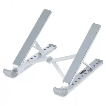 StarTech.com opvouwbare laptopstandaard, draagbare in hoogte verstelbare ergonomische laptopstandaard, geventileerd aluminium frame draagt 10 kg, kantelbaar/verhoogd/gehoekt voor laptop/tablet, opvouwbaar ontwerp
