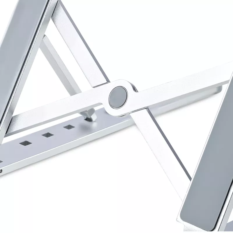StarTech.com opvouwbare laptopstandaard, draagbare in hoogte verstelbare ergonomische laptopstandaard, geventileerd aluminium frame draagt 10 kg, kantelbaar/verhoogd/gehoekt voor laptop/tablet, opvouwbaar ontwerp