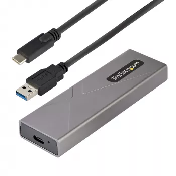StarTech.com USB-C 10 Gbit/s naar M.2 NVMe of M.2 SATA SSD-behuizing – gereedschapsloze externe aluminium behuizing voor M.2 PCIe/SATA NGFF SSD – USB Type-C en Type-A hostkabel – ondersteunt 2230/2242/2260/2280