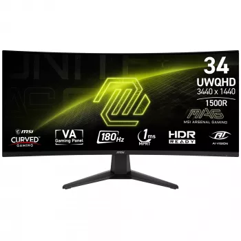 MSI MAG 346CQ computermonitor 86,4 cm (34 inch) 3440 x 1440 pixel UltraWide Dual Quad HD lcd zwart