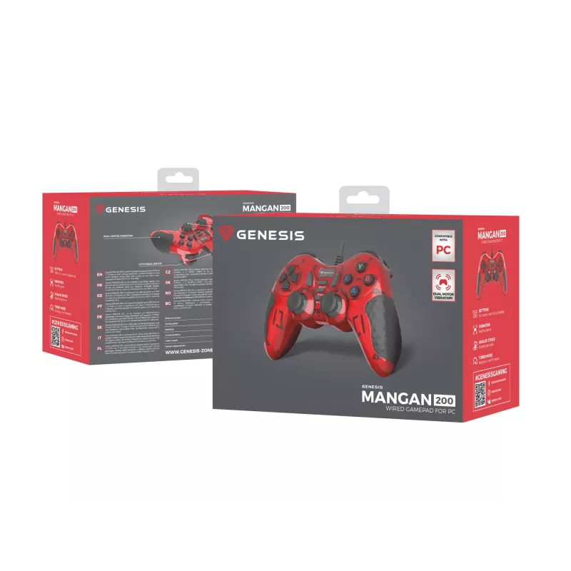 GENESIS MANGAN 200 rood USB 2.0 gamepad analoog / digitaal pc