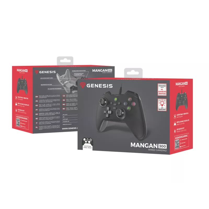 GENESIS Mangan 300 zwart USB gamepad analoog / digitaal Android, Nintendo Switch, pc