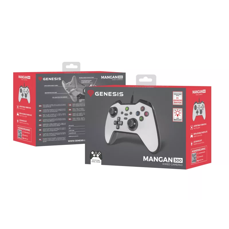 GENESIS Mangan 300 wit USB gamepad analoog / digitaal Android, Nintendo Switch, pc
