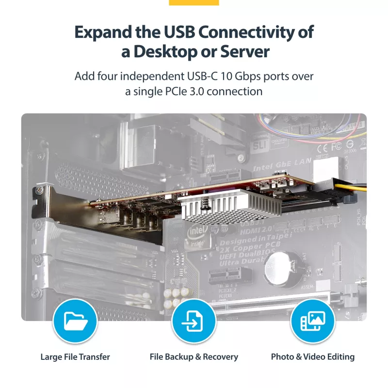 StarTech.com 4-poorts USB Type-C PCIe-kaart, USB 3.2 10Gbps, USB-C PCI Express-uitbreidingskaart, 4x onafhankelijke USB-controllers, Windows/Linux/macOS, TAA-conform