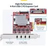 StarTech.com 4-poorts USB Type-C PCIe-kaart, USB 3.2 10Gbps, USB-C PCI Express-uitbreidingskaart, 4x onafhankelijke USB-controllers, Windows/Linux/macOS, TAA-conform