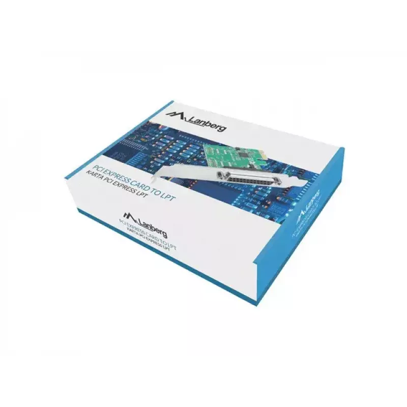 Lanberg PCE-LPT-001 PCIe-kaart met parallelle LPT-poort (DB25), low profile beugel