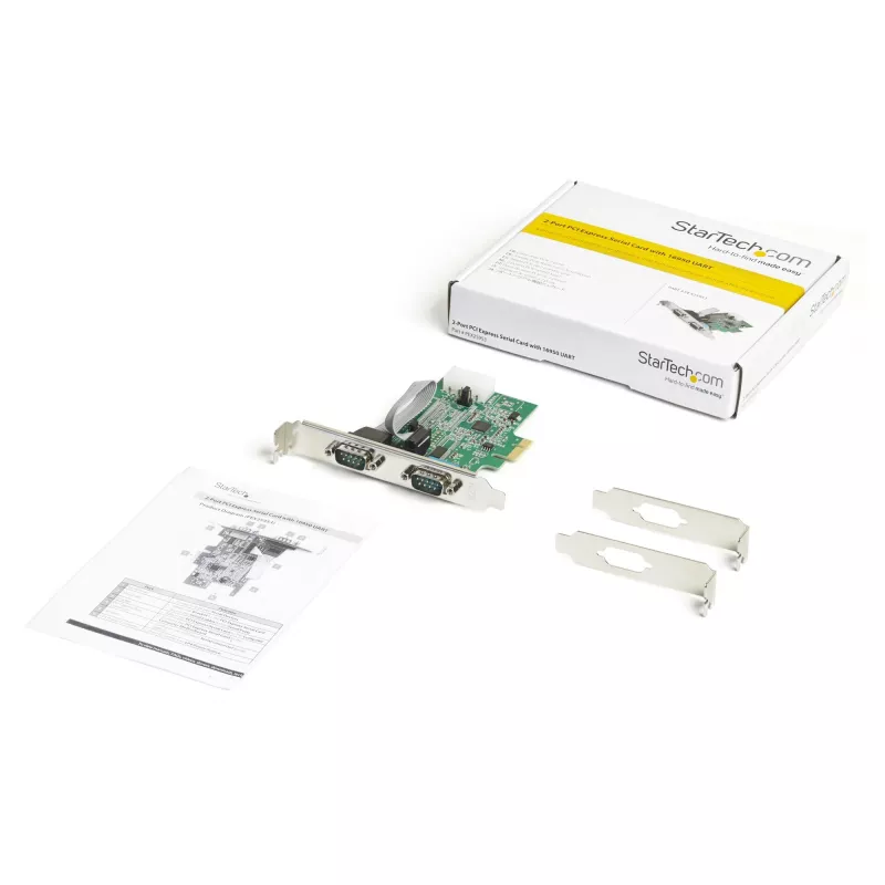 StarTech.com 2-poorts PCI Express RS232 seriële adapter - PCIe RS232 seriële hostcontroller - PCIe naar dual serieel DB9-kaart - 16950 UART - uitbreidingskaart - Windows & Linux