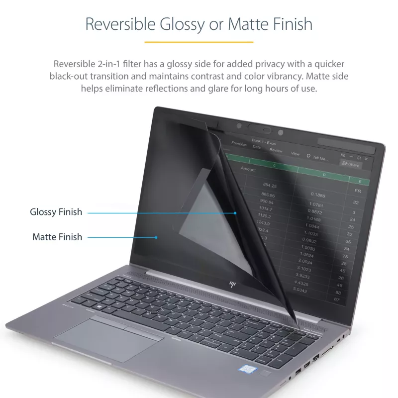 StarTech.com laptop-privacyfilter voor 15.6 inch notebook - magnetisch, afneembaar laptop-display-beveiligingsfilter - blauwlichtreducerende beeldschermbescherming - 16:9 - mat/glanzend - +/-30 graden