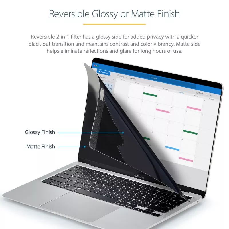 StarTech.com laptop-privacyfilter voor 13 inch MacBook Pro & MacBook Air – magnetisch, afneembaar beveiligingsfilter – blauwlichtreducerende beeldschermbescherming 16:10 – mat/glanzend – +/-30 graden