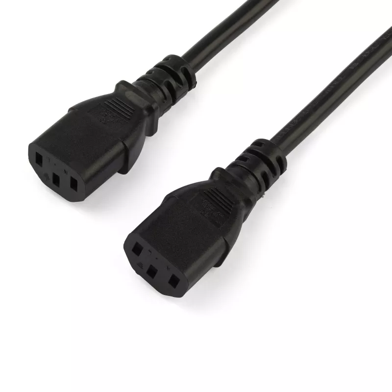 StarTech.com 2m (6ft) computer-netkabel Y-kabel, 18AWG, EU Schuko naar 2x C13, 10A 250V, zwarte vervangende AC-netkabel, printer-netkabel, pc-voedingskabel, monitor-netkabel – UL-gecertificeerd