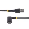 StarTech.com 1,8 m USB-A-naar-USB-C-oplaadkabel haaks – robuuste snellaad-USB-C-kabel – zwart, USB 2.0 A naar type C – duurzame aramidevezel – 3A – USB-oplaadkabel