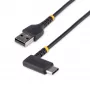 StarTech.com 1ft (30cm) USB-A-naar-C-oplaadkabel, haaks – robuuste snellaad-USB-C-kabel – zwart USB 2.0 A naar Type-C – robuuste aramidevezel – 3A – USB-oplaadkabel