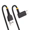 StarTech.com 1ft (30cm) USB-A-naar-C-oplaadkabel, haaks – robuuste snellaad-USB-C-kabel – zwart USB 2.0 A naar Type-C – robuuste aramidevezel – 3A – USB-oplaadkabel