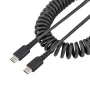 StarTech.com 1m USB-C-oplaadkabel, spiraalkabel, heavy duty, snel opladen & synchroniseren, USB-2.0-Type-C-kabel, robuuste aramidevezel, duurzame stekker-naar-stekker USB-kabel, zwart