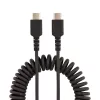 StarTech.com 1m USB-C-oplaadkabel, spiraalkabel, heavy duty, snel opladen & synchroniseren, USB-2.0-Type-C-kabel, robuuste aramidevezel, duurzame stekker-naar-stekker USB-kabel, zwart