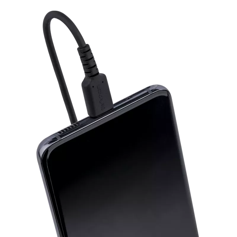 StarTech.com 1m USB-C-oplaadkabel, spiraalkabel, heavy duty, snel opladen & synchroniseren, USB-2.0-Type-C-kabel, robuuste aramidevezel, duurzame stekker-naar-stekker USB-kabel, zwart