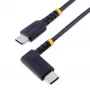 StarTech.com 15cm USB C oplaadkabel haaks - 60W PD 3A - robuuste snellaad-USB-C-kabel - zwart USB 2.0 Type-C - versterkt met aramidevezel - korte USB-oplaadkabel