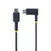 StarTech.com 15cm USB C oplaadkabel haaks - 60W PD 3A - robuuste snellaad-USB-C-kabel - zwart USB 2.0 Type-C - versterkt met aramidevezel - korte USB-oplaadkabel