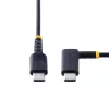 StarTech.com 3ft (1m) USB-C-oplaadkabel, haaks – 60 W PD 3 A – robuuste USB-C-snellaadkabel – zwart, USB 2.0 Type-C – versterkt met aramidevezel – USB-oplaadkabel