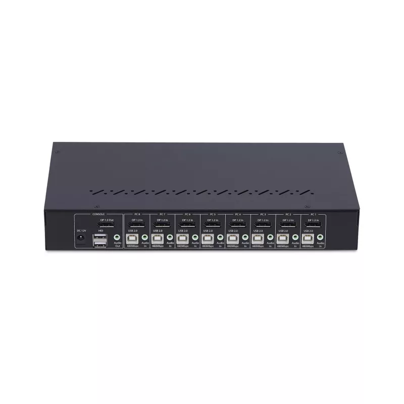 StarTech.com 8-poorts DisplayPort KVM-switch met 1U rackmontagekit, 4K 60Hz DP 1.2, knop- en hotkey-omschakeling, 4-poorts USB-hub, besturingssysteemonafhankelijk, TAA-conform