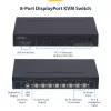 StarTech.com 8-poorts DisplayPort KVM-switch met 1U rackmontagekit, 4K 60Hz DP 1.2, knop- en hotkey-omschakeling, 4-poorts USB-hub, besturingssysteemonafhankelijk, TAA-conform