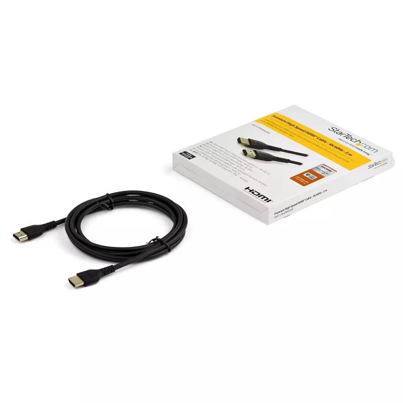 StarTech.com 6ft (2m) Slim HDMI 2.0-kabel, flexibele premium gecertificeerde HDMI-kabel met ethernet, UHD 4K 60Hz HDR10, duurzaam aramidevezelontwerp met TPE-mantel