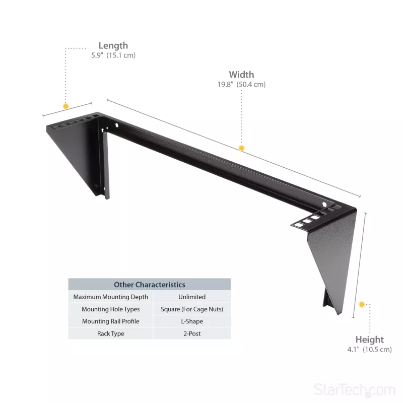 StarTech.com 2U 19 inch verticale wandbeugel voor apparaten van staal