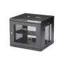 StarTech.com 4-post 9U wandmontage-netwerkkast met 1U legbord, 19 inch wandgemonteerd serverrack voor data-/AV-/elektronica-/computerapparatuur, kleine geventileerde rackbehuizing