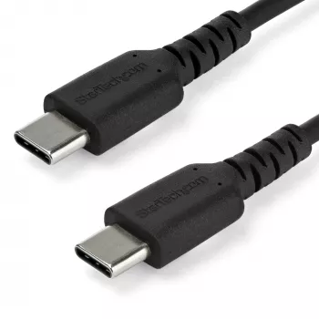 StarTech.com 1m USB-C-oplaadkabel – robuuste snellaad- en sync-USB-2.0-Type-C-naar-USB-C-laptopoplaadkabel – TPE-mantel aramidevezel M/M 60 W zwart – Samsung S10 S20 iPad Pro MS Surface