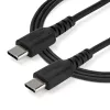 StarTech.com 1m USB-C-oplaadkabel – robuuste snellaad- en sync-USB-2.0-Type-C-naar-USB-C-laptopoplaadkabel – TPE-mantel aramidevezel M/M 60 W zwart – Samsung S10 S20 iPad Pro MS Surface
