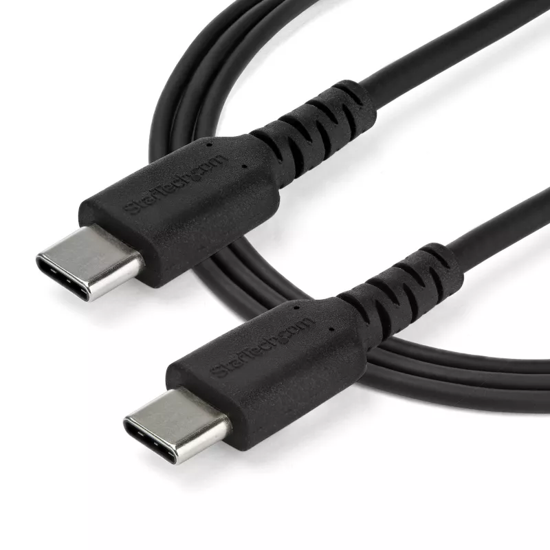StarTech.com 1m USB-C-oplaadkabel – robuuste snellaad- en sync-USB-2.0-Type-C-naar-USB-C-laptopoplaadkabel – TPE-mantel aramidevezel M/M 60 W zwart – Samsung S10 S20 iPad Pro MS Surface