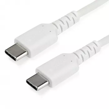 StarTech.com 1m USB-C-oplaadkabel – robuuste snellaad- en synckabel USB 2.0 Type-C naar USB-C-laptopoplaadkabel – TPE-mantel aramidevezel M/M 60W wit – Samsung S10 S20 iPad Pro MS Surface