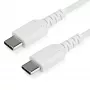 StarTech.com 1m USB-C-oplaadkabel – robuuste snellaad- en synckabel USB 2.0 Type-C naar USB-C-laptopoplaadkabel – TPE-mantel aramidevezel M/M 60W wit – Samsung S10 S20 iPad Pro MS Surface