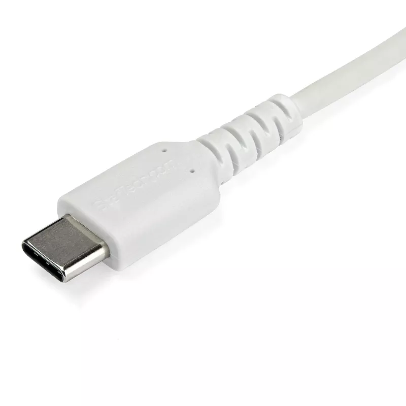 StarTech.com 1m USB-C-oplaadkabel – robuuste snellaad- en synckabel USB 2.0 Type-C naar USB-C-laptopoplaadkabel – TPE-mantel aramidevezel M/M 60W wit – Samsung S10 S20 iPad Pro MS Surface