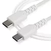 StarTech.com 1m USB-C-oplaadkabel – robuuste snellaad- en synckabel USB 2.0 Type-C naar USB-C-laptopoplaadkabel – TPE-mantel aramidevezel M/M 60W wit – Samsung S10 S20 iPad Pro MS Surface