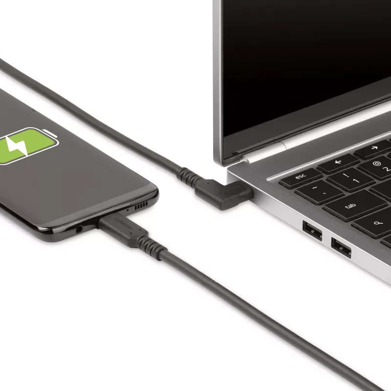 StarTech.com 2m USB-C-kabel, haaks, USB 5Gbps, 100W (5A) Power Delivery, 4K 60Hz DP Alt Mode, robuuste USB-C-kabel – Thunderbolt-compatibel