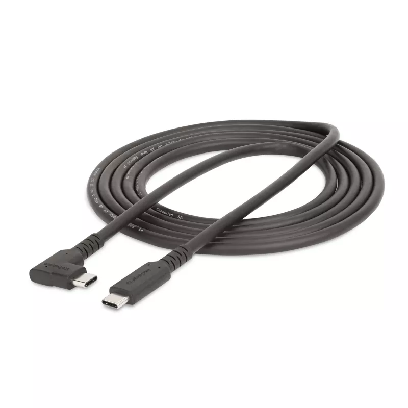 StarTech.com 2m USB-C-kabel, haaks, USB 5Gbps, 100W (5A) Power Delivery, 4K 60Hz DP Alt Mode, robuuste USB-C-kabel – Thunderbolt-compatibel