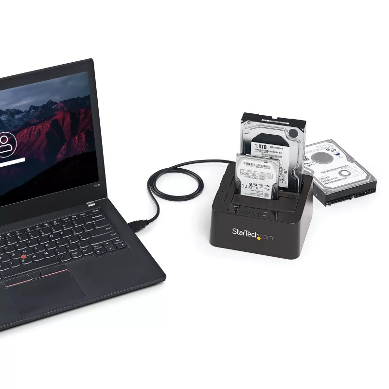 StarTech.com Dual-Bay USB 3.2 Gen 2 naar SATA harde schijf-dockingstation, USB 10Gbps harde schijf-dock, externe 2,5/3,5 inch SATA I/II/III SSD/HDD-dockingstation, hot-swap harde schijf-inzet, top-loading