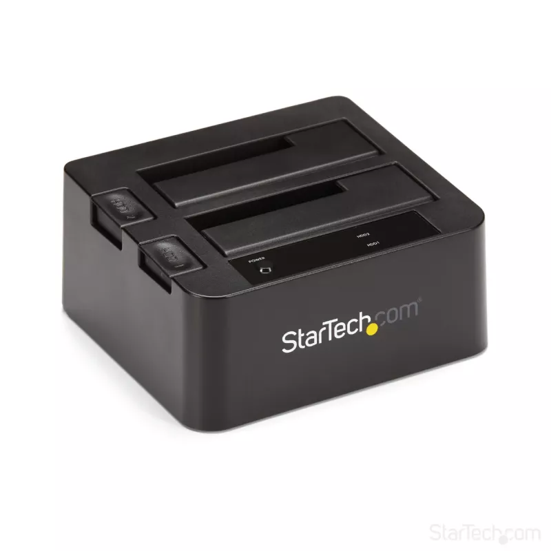 StarTech.com Dual-Bay USB 3.2 Gen 2 naar SATA harde schijf-dockingstation, USB 10Gbps harde schijf-dock, externe 2,5/3,5 inch SATA I/II/III SSD/HDD-dockingstation, hot-swap harde schijf-inzet, top-loading