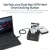 StarTech.com Dual-Bay USB 3.2 Gen 2 naar SATA harde schijf-dockingstation, USB 10Gbps harde schijf-dock, externe 2,5/3,5 inch SATA I/II/III SSD/HDD-dockingstation, hot-swap harde schijf-inzet, top-loading