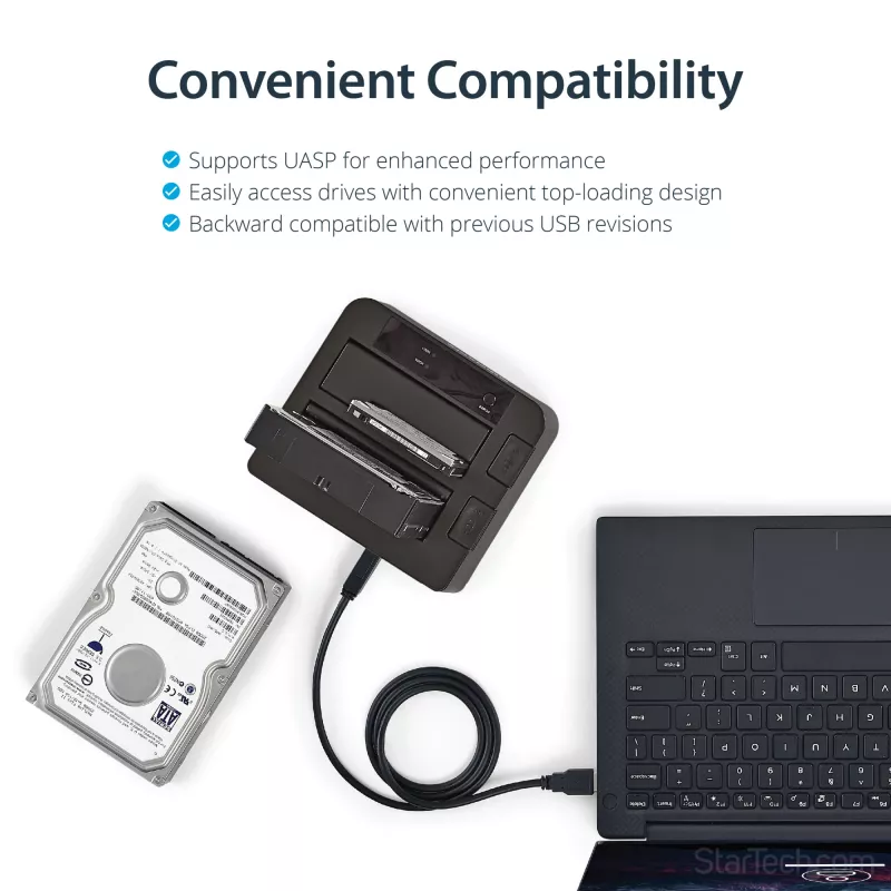StarTech.com Dual-Bay USB 3.2 Gen 2 naar SATA harde schijf-dockingstation, USB 10Gbps harde schijf-dock, externe 2,5/3,5 inch SATA I/II/III SSD/HDD-dockingstation, hot-swap harde schijf-inzet, top-loading