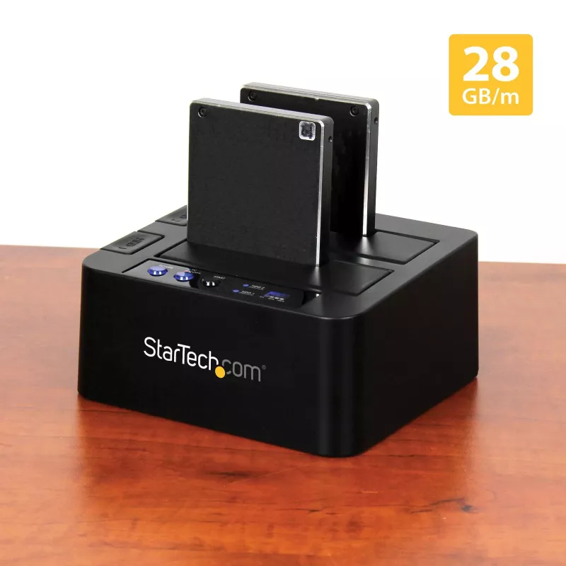 StarTech.com standalone harde schijf-duplicator, Dual-Bay HDD/SSD-kloonapparaat/kopieerapparaat, USB 3.1 (10 Gbit/s) naar SATA III HDD/SSD-dockingstation, harde schijf-duplicator-dock, harde schijf-kloonapparaat