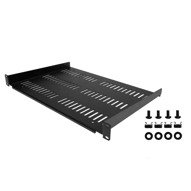 StarTech.com 1U serverrack-plank - universele geventileerde cantilever rack-montageplaat voor 19 inch netwerkrack & kast - duurzaam ontwerp - draagvermogen 55lb/25kg - 12 inch diepe plank, zwart