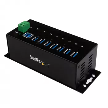 StarTech.com 7-poorts industriële USB 3.0 hub met ESD-beveiliging~7-poorts USB 3.0 hub (5Gbps) - industriële metalen USB-A hub met ESD-beveiliging en 350W overspanningsbeveiliging - DIN-rail-, wand- of tafelmontage - TAA-conforme USB-expanderhub