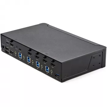 StarTech.com 4-poorts HDMI KVM-switch – enkel scherm 4K 60Hz Ultra HD HDR – desktop HDMI 2.0 KVM-switch met 2-poorts USB 3.0 hub (5Gbit/s) en 4x USB 2.0 HID, audio – hotkey-omschakeling – TAA