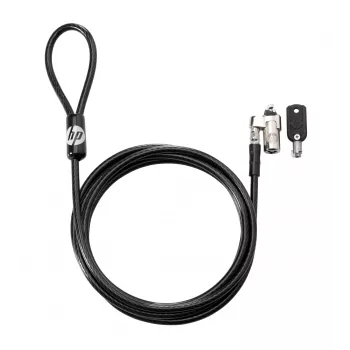 HP Keyed kabel slot 10 mm, 1,83 m, ronde sleutel, verzinkt staal, zwart